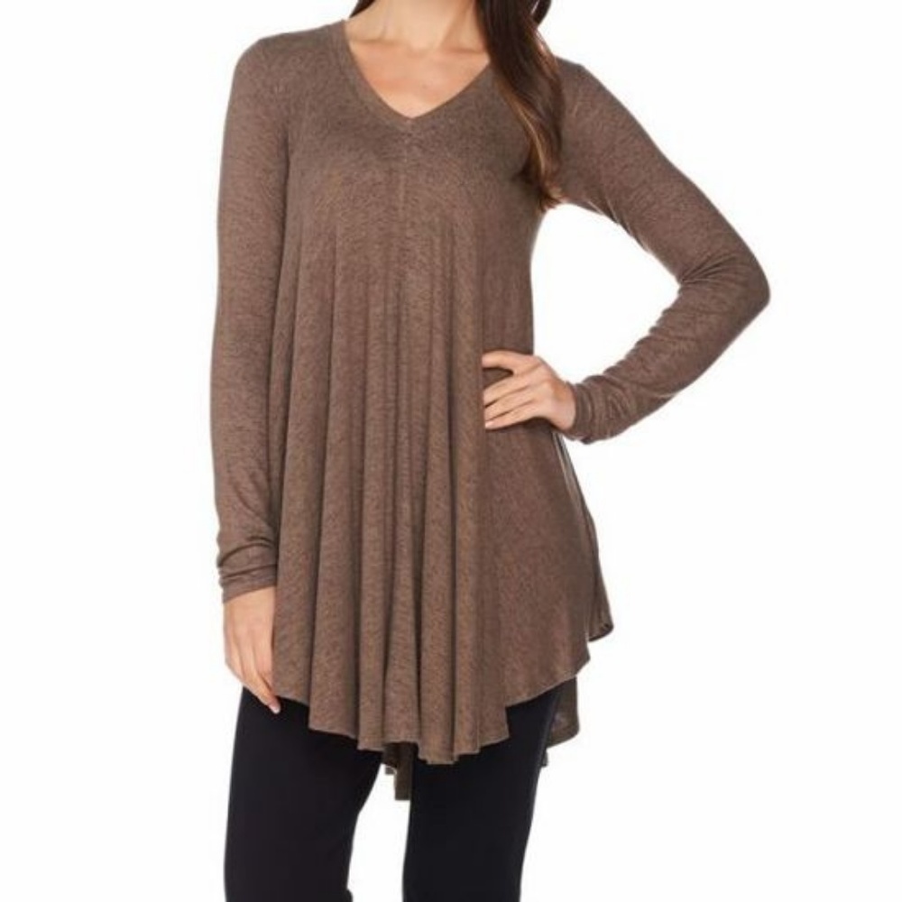 AnyBody Loungewear Brushed Hacci V-Neck Swing
